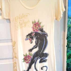 Christian Audiger embellished diamond encrusted top. Gold/off white/pink/green.